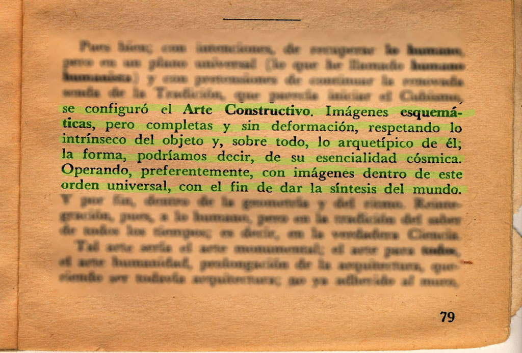 Imagen 1: fragmento del texto de Joaquín Torres García [1947](1969) Lo aparente y lo concreto en el arte Montevideo – Buenos Aires: Centro Editor de América Latina